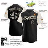 Custom Black Cream Authentic Raglan Sleeves Baseball Jersey