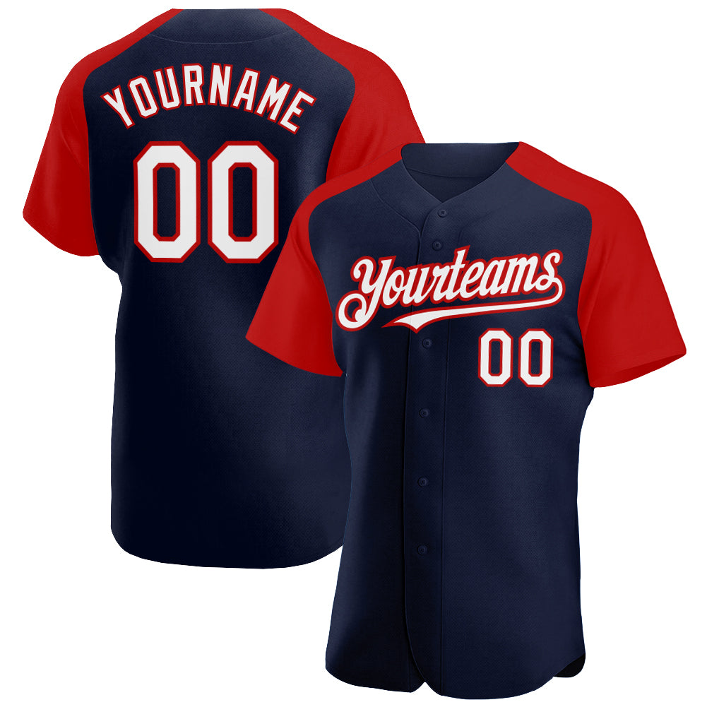 Custom Baseball Jersey Red White-Navy