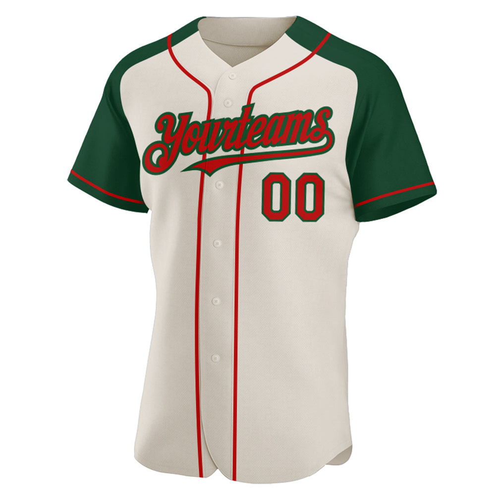 Custom Red Green-White Authentic Baseball Jersey