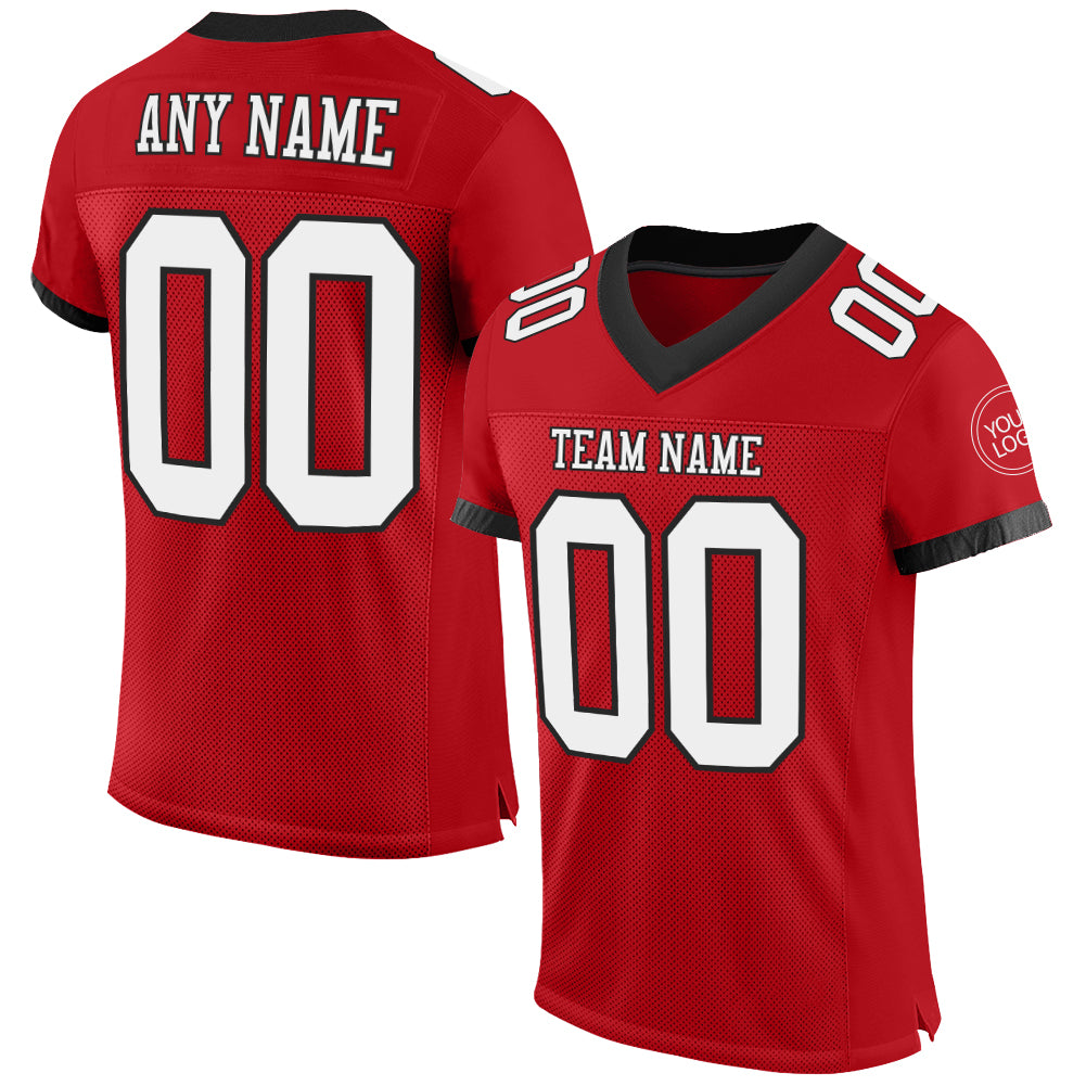 Custom White Red-Gold Mesh Authentic Football Jersey Sale – UKSN INC