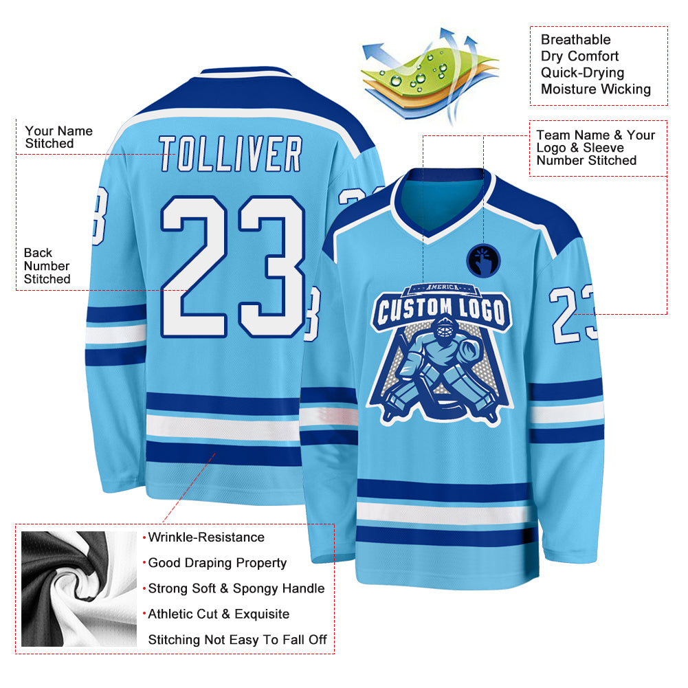 Custom Team Ukraine National Hockey Jersey Top Stitched Any Names Blue