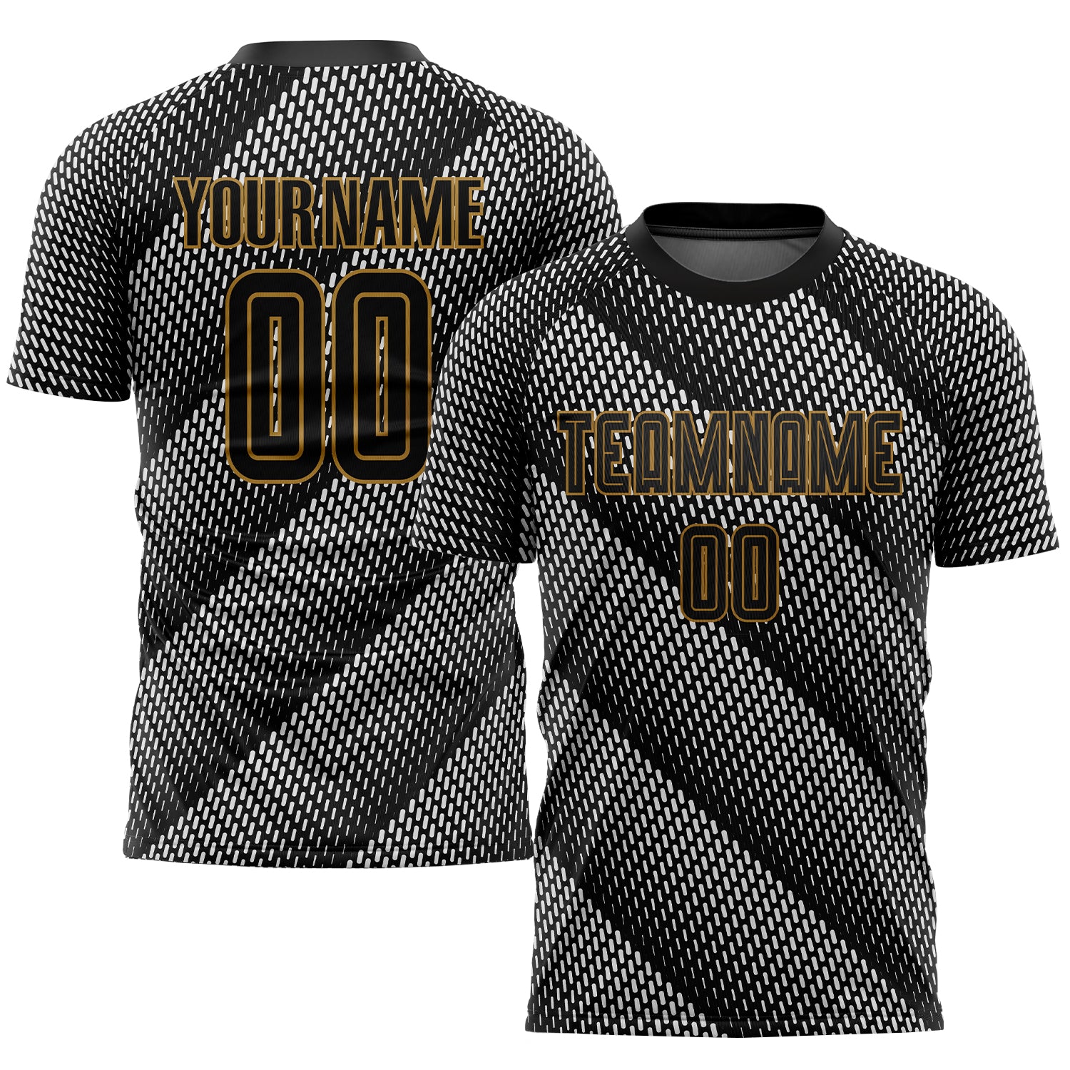 Custom Old Gold Black Sublimation Soccer Uniform Jersey