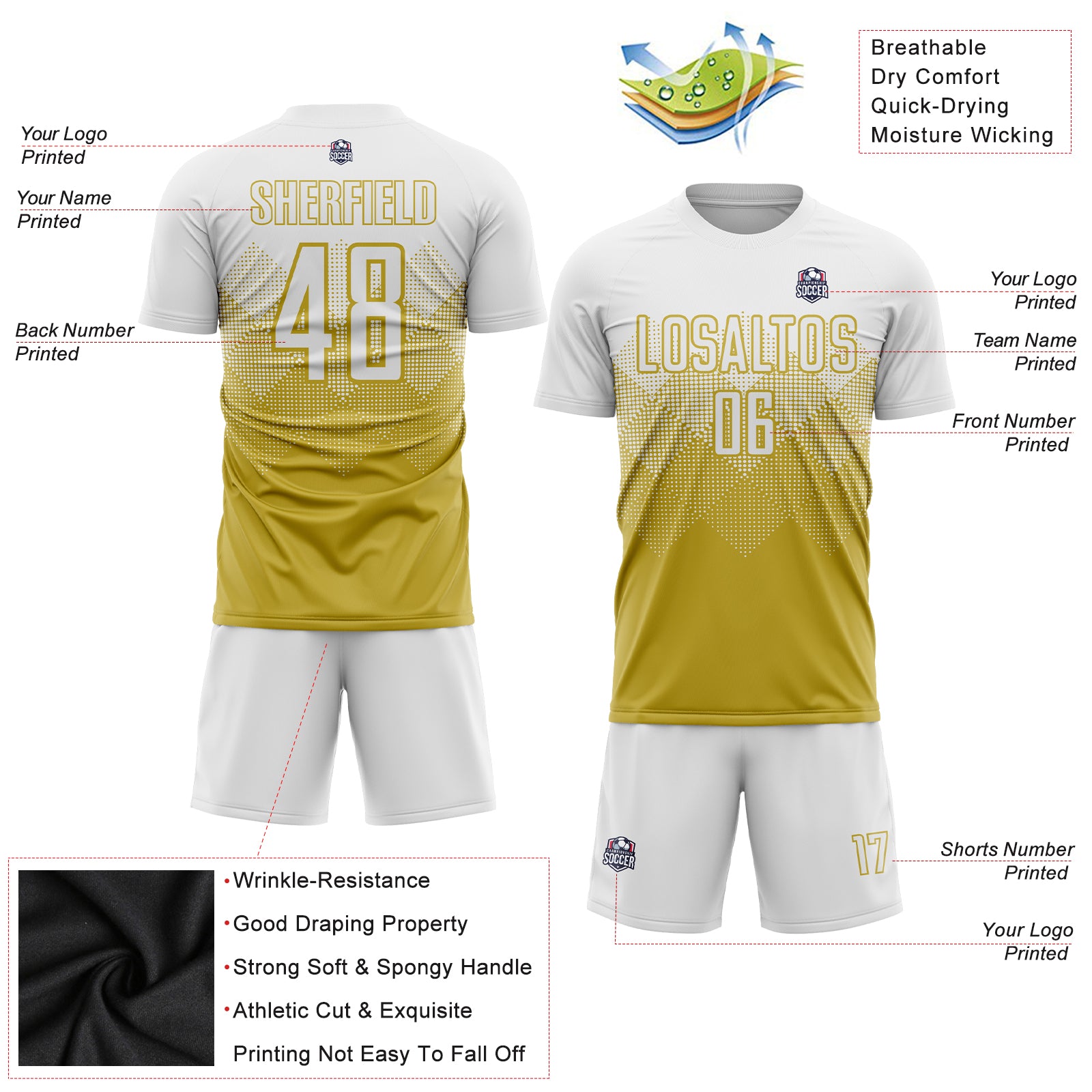 Cheap Custom Black Purple-Old Gold Sublimation Soccer Uniform