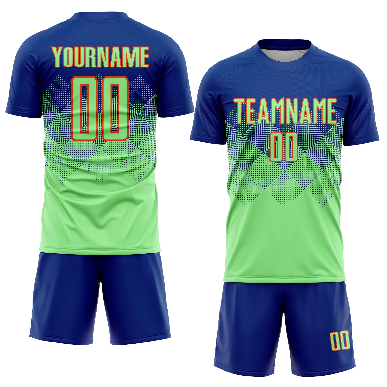 Cheap Custom Neon Green Purple-White Sublimation Soccer Uniform