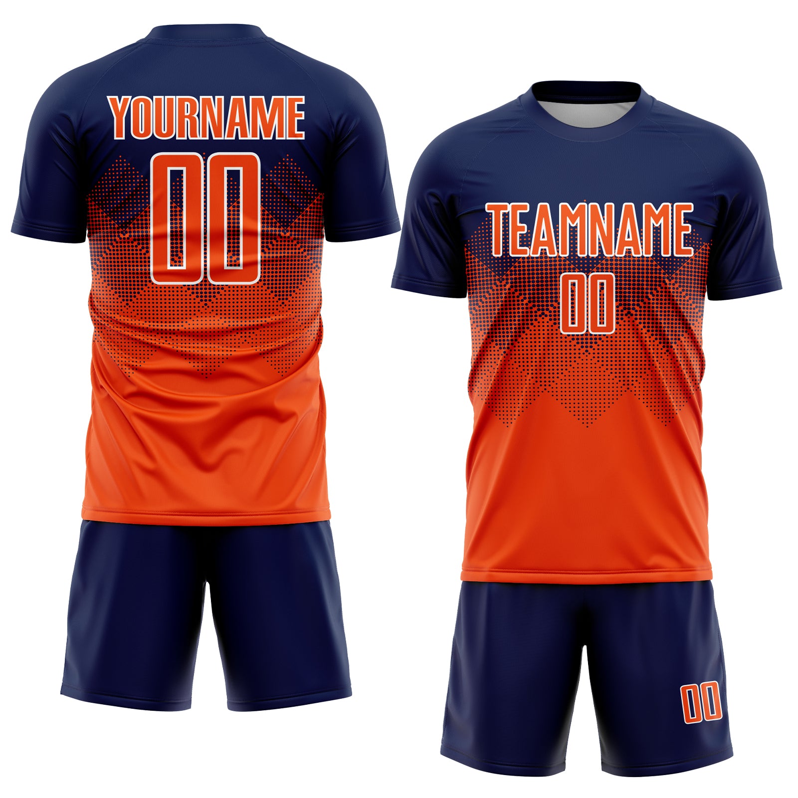 Custom Sky Blue Orange-Black Sublimation Soccer Uniform Jersey