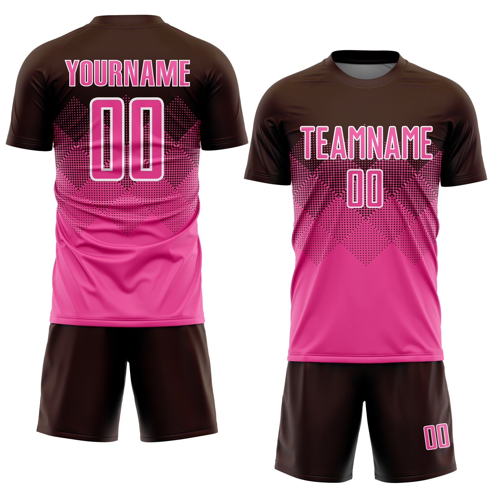 Custom Brown Pink-White Sublimation Soccer Uniform Jersey Sale – UKSN INC