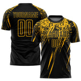 Custom Black Gold Sublimation Soccer Uniform Jersey