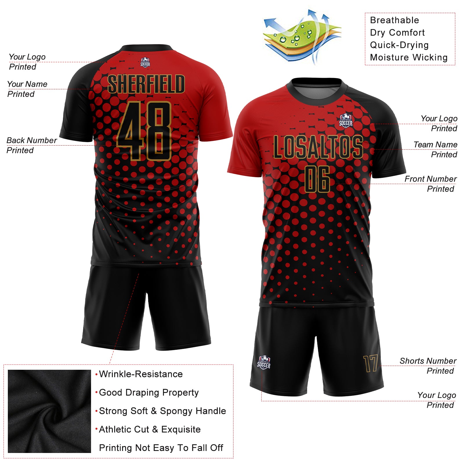 Custom Graffiti Pattern Black-Old Gold Sublimation Soccer Uniform Jersey