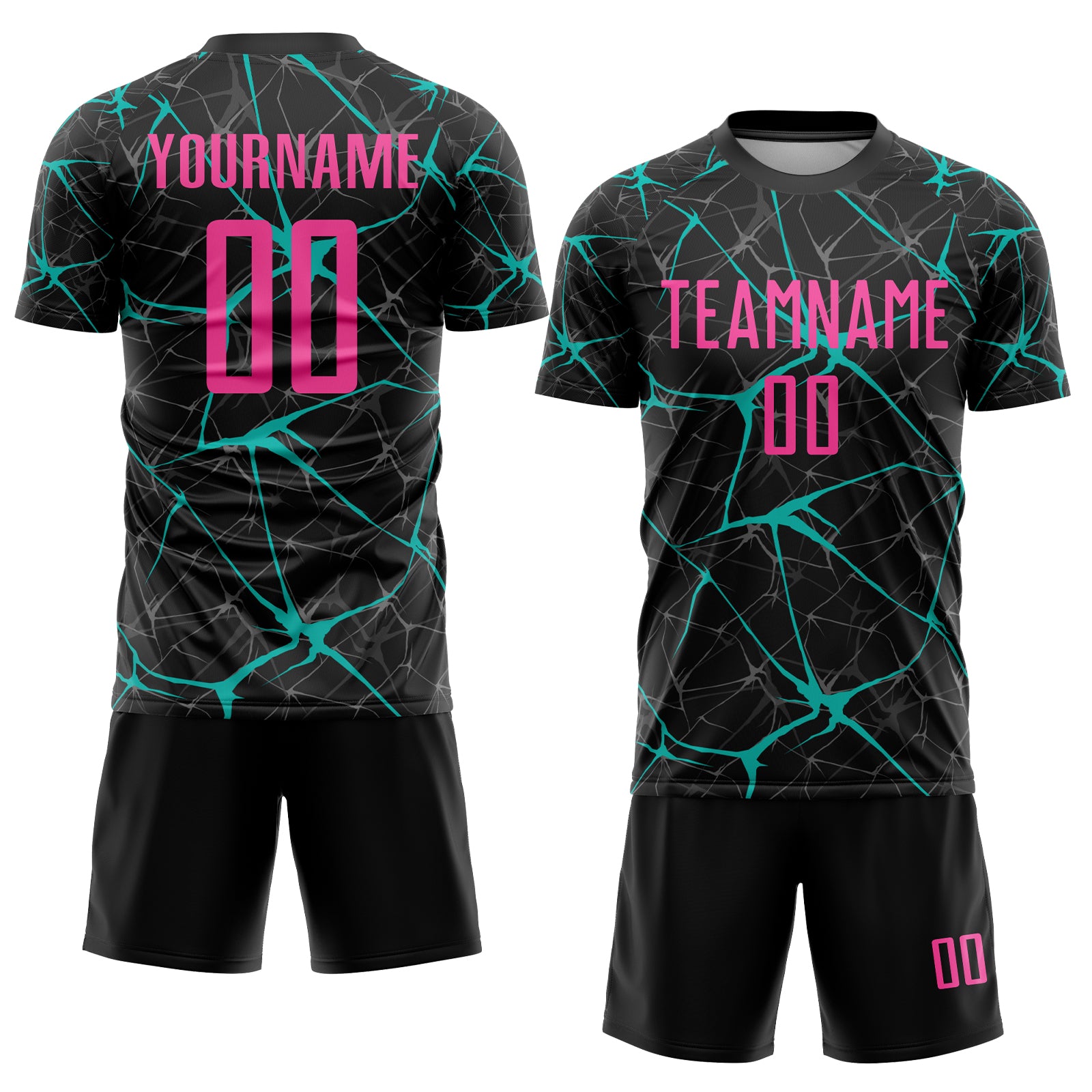 Custom Pink Pink-Black Sublimation Soccer Uniform Jersey Men's Size:S