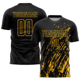 Custom Black Gold Sublimation Soccer Uniform Jersey