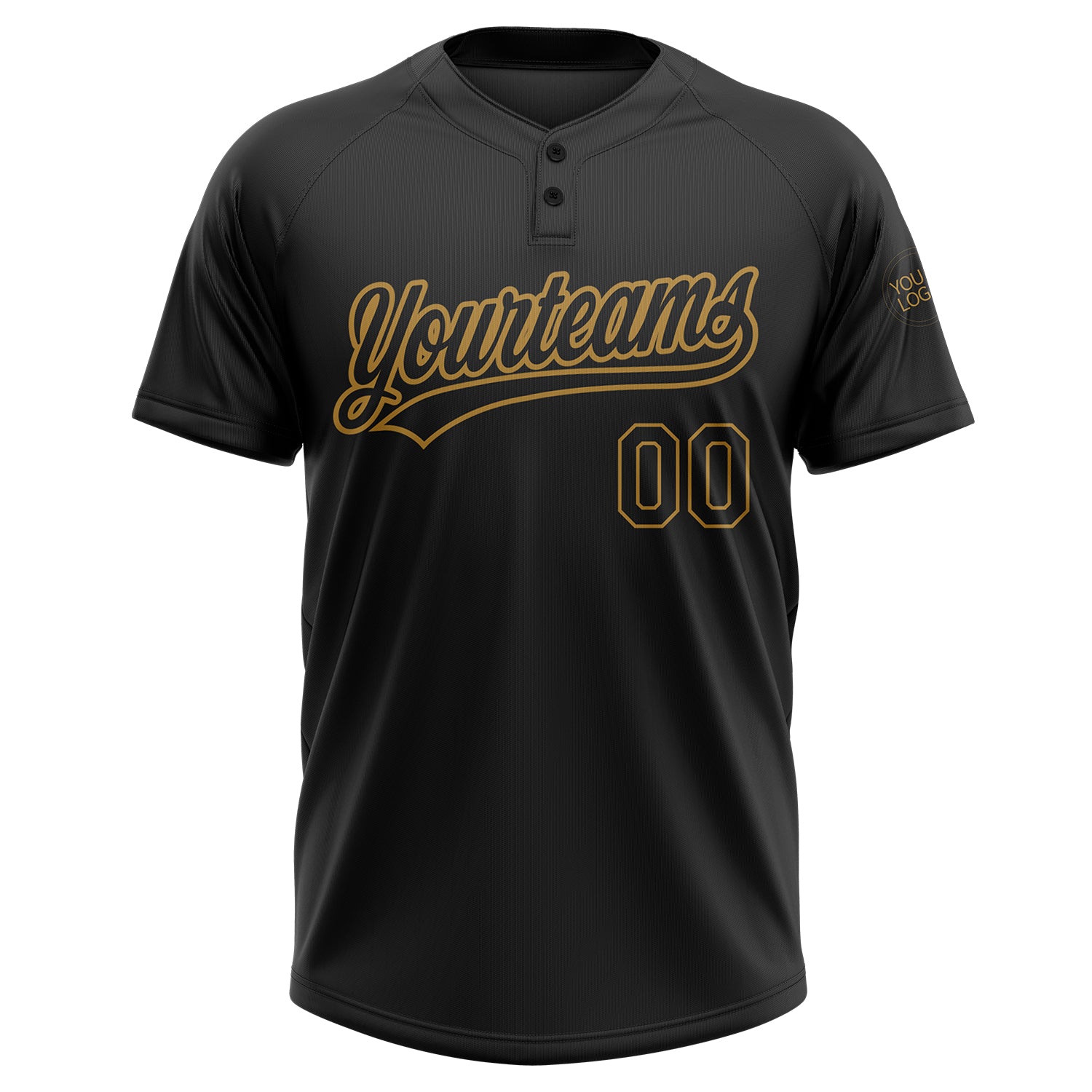 Cheap Custom Graffiti Pattern Black-Old Gold Two-Button Softball