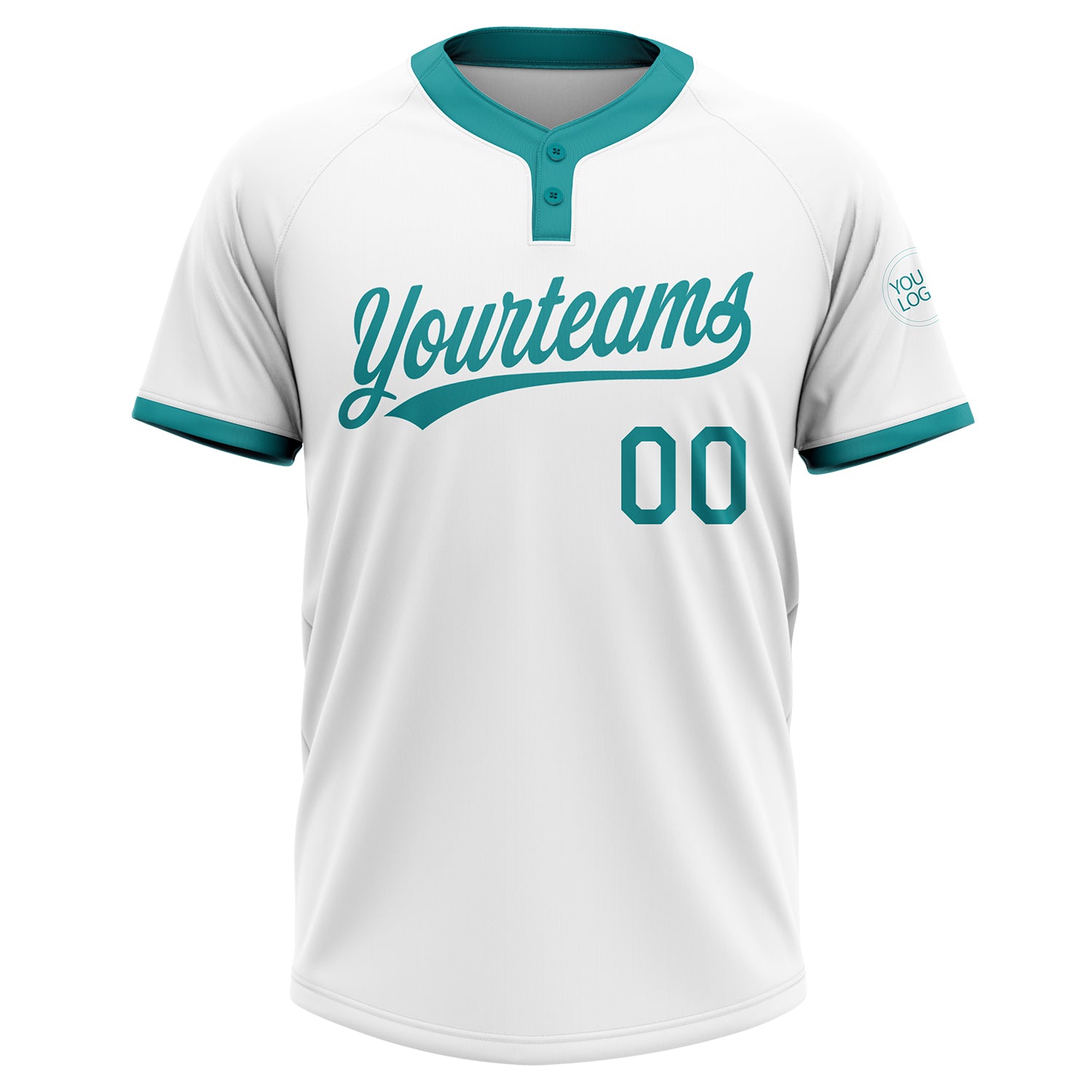 Cheap Custom Teal Purple-White Two-Button Unisex Softball Jersey