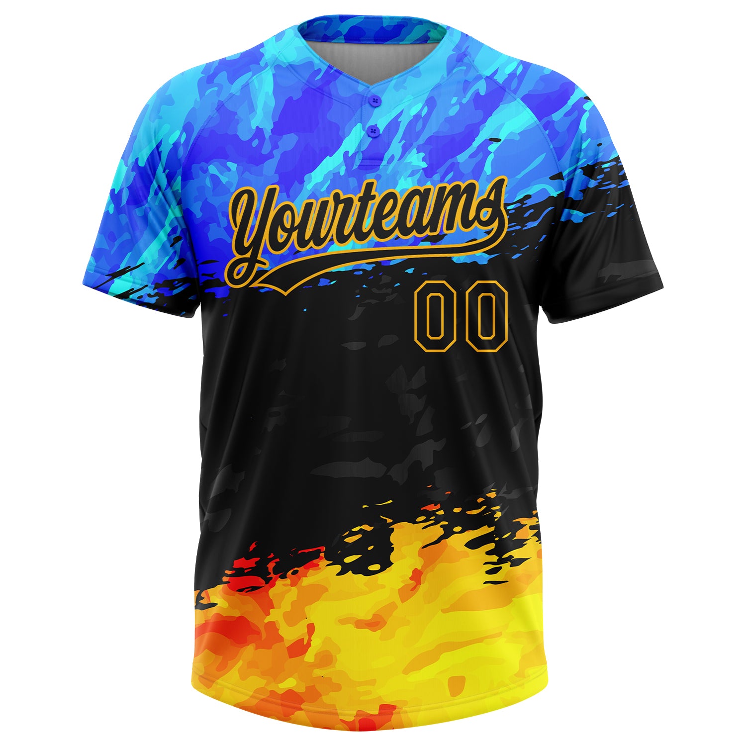 Custom White Black-Old Gold Two-Button Unisex Softball Jersey