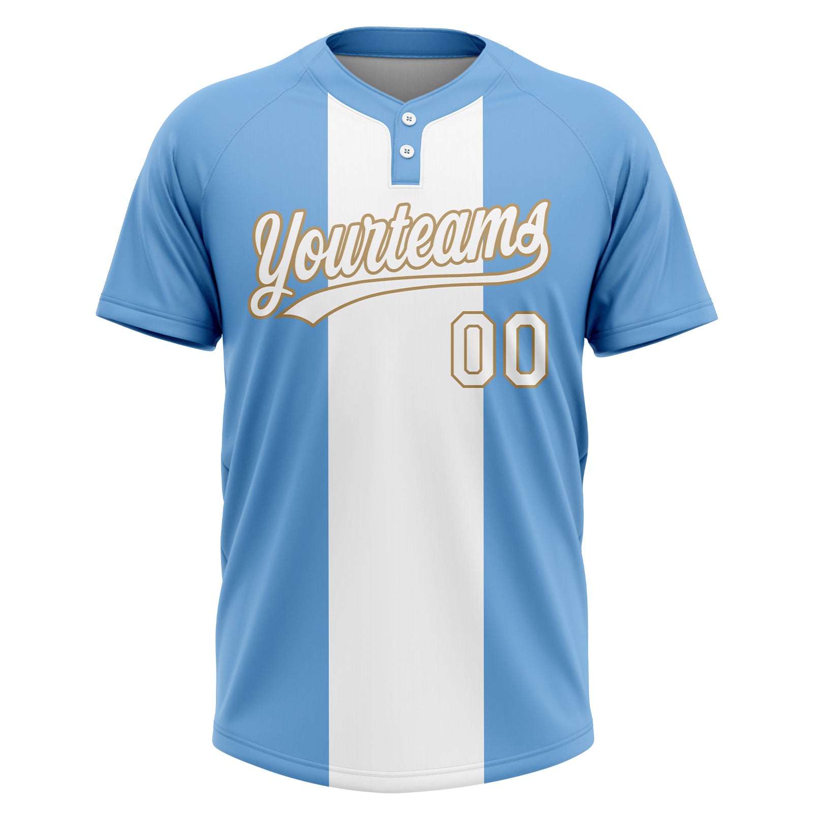 Gold Light Blue-White CUSTOM Baseball Jersey 