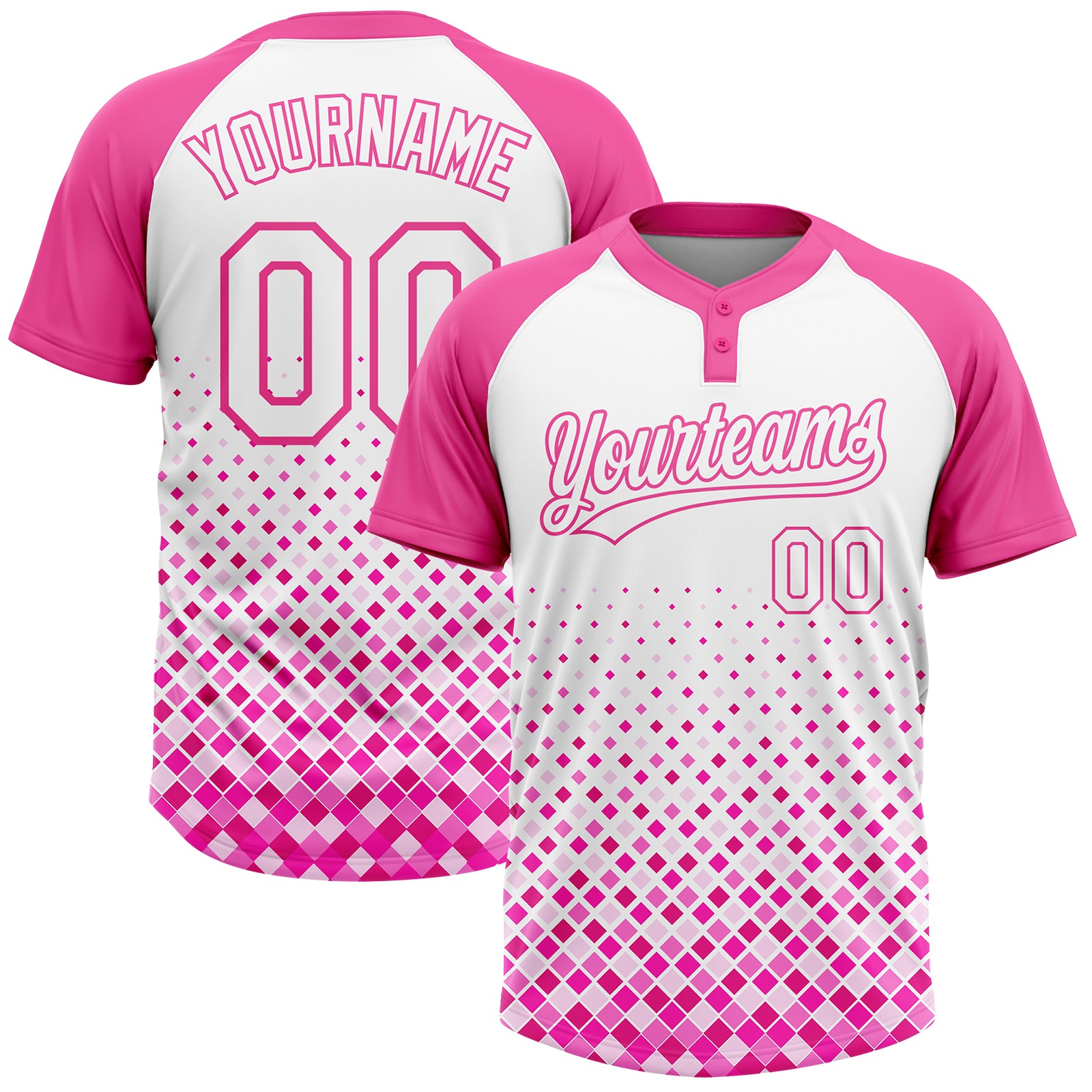 Custom Pink White Two-Button Unisex Softball Jersey Sale – UKSN INC