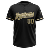 Custom Black Camo-City Cream Two-Button Unisex Softball Jersey