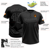 Custom Black Black-Steel Gray Two-Button Unisex Softball Jersey