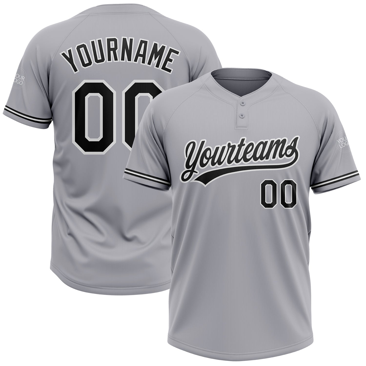 Custom Dark Gray Black-White Two-Button Unisex Softball Jersey Women's Size:S