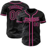 Custom Black Steel Gray Splash Ink Pink Authentic Baseball Jersey