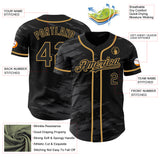 Custom Black Steel Gray Splash Ink Old Gold Authentic Baseball Jersey