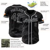 Custom Black Steel Gray Splash Ink Gray Authentic Baseball Jersey