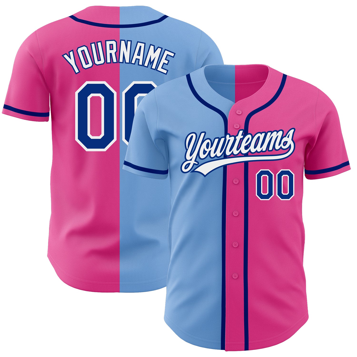 Custom Powder Blue Powder Blue-Pink Authentic Baseball Jersey