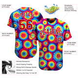 Custom Tie Dye Red-White 3D Authentic Baseball Jersey