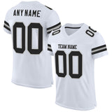 Custom White Black-Gray Mesh Authentic Football Jersey