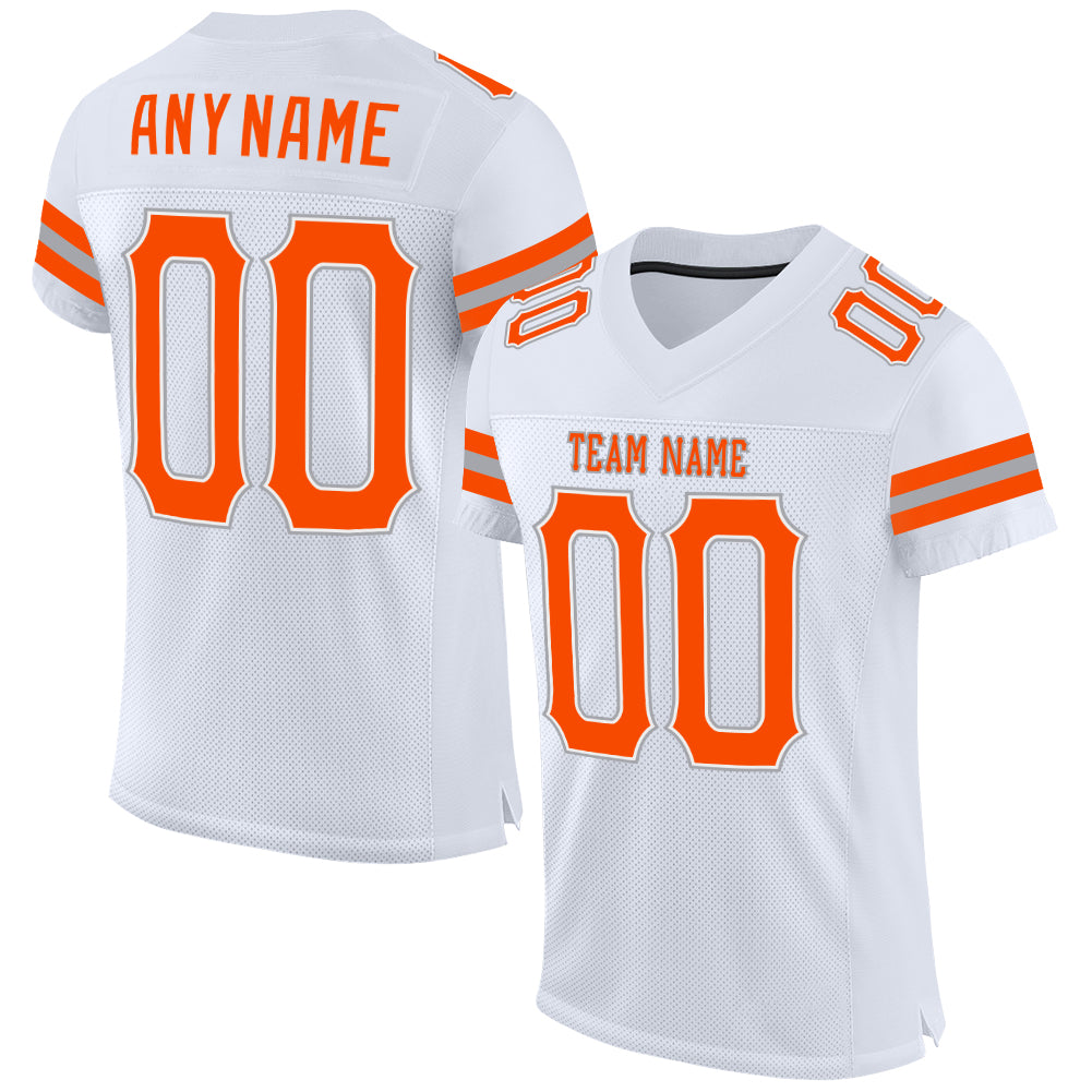 Custom White Orange-Gray Mesh Authentic Football Jersey Sale Online – UKSN  INC