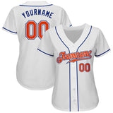 Custom White Orange-Royal Authentic Baseball Jersey