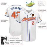 Custom White Orange-Royal Authentic Baseball Jersey