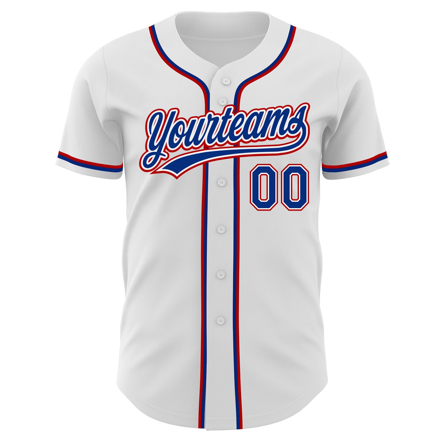 Custom Red White-Royal Authentic Baseball Jersey Men's Size:L