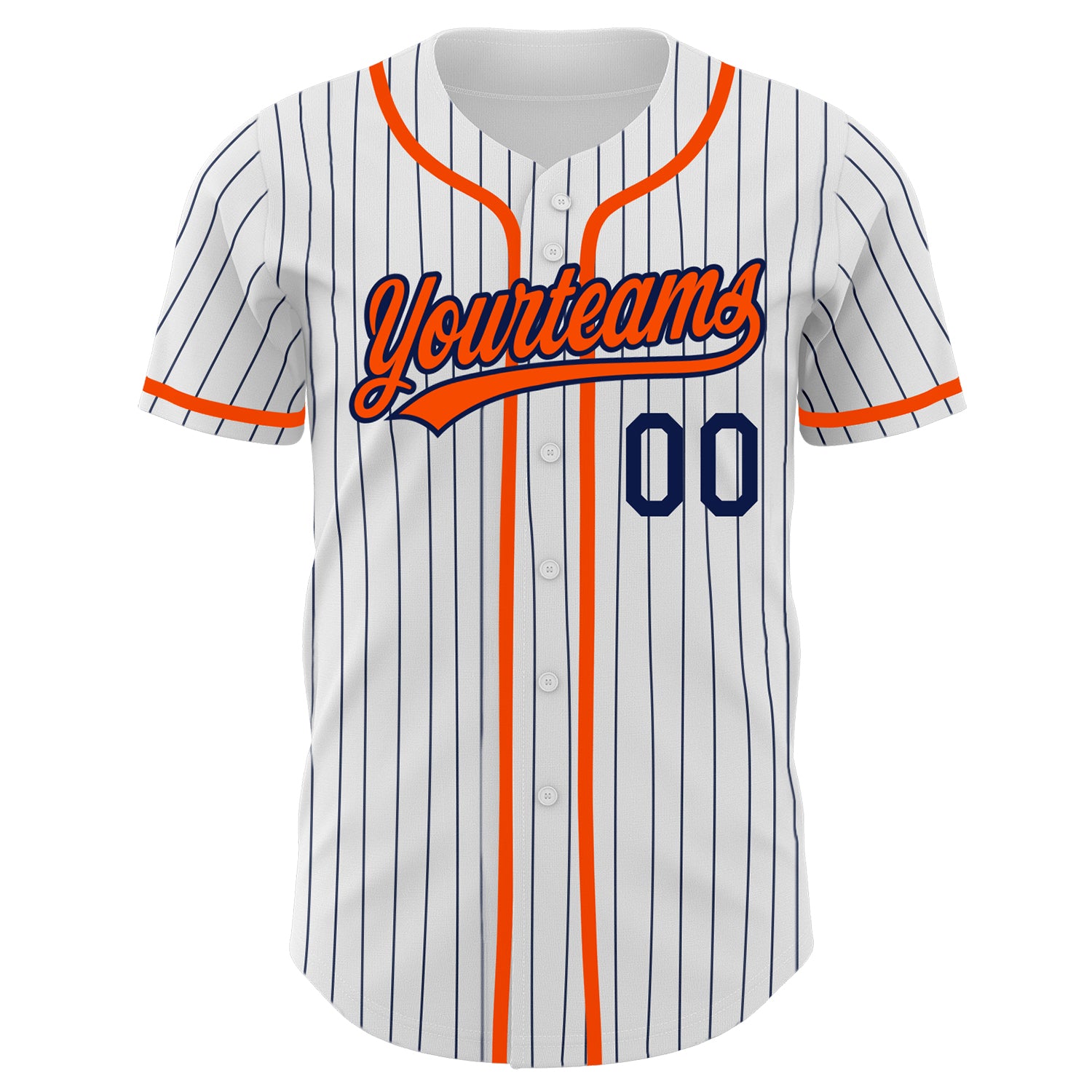 Custom Navy Orange Pinstripe Orange-White Authentic Baseball