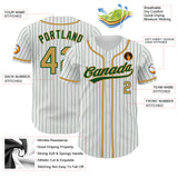 Custom Gray Green Pinstripe Green-Gold Authentic Baseball Jersey