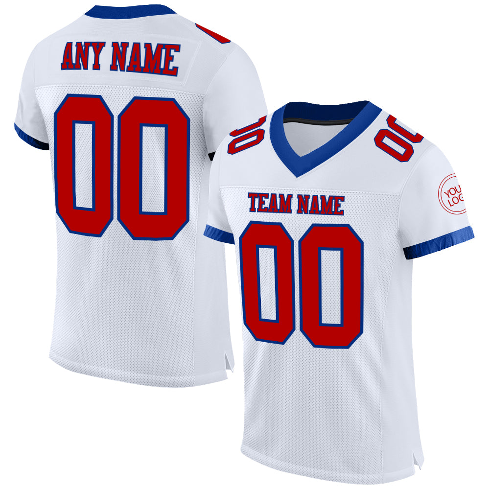 Custom White Red-Gold Mesh Authentic Football Jersey Sale – UKSN INC