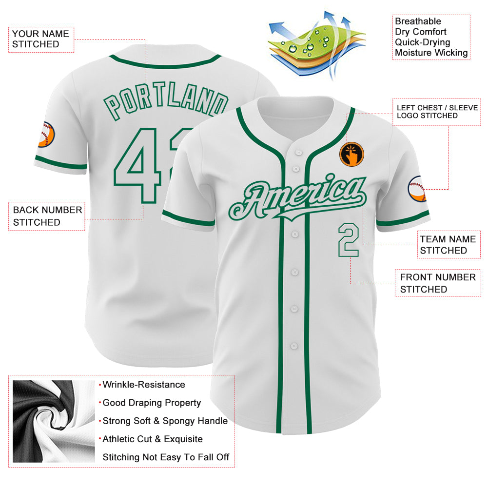 Custom Baseball Jersey White Red Kelly Green-Black 3D Mexican Flag Authentic Youth Size:M