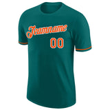 Custom Aqua Orange-White Performance T-Shirt