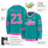 Custom Aqua Pink-White Hockey Jersey