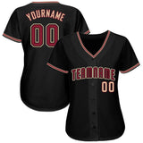 Custom Black Crimson-City Cream  Baseball Jersey