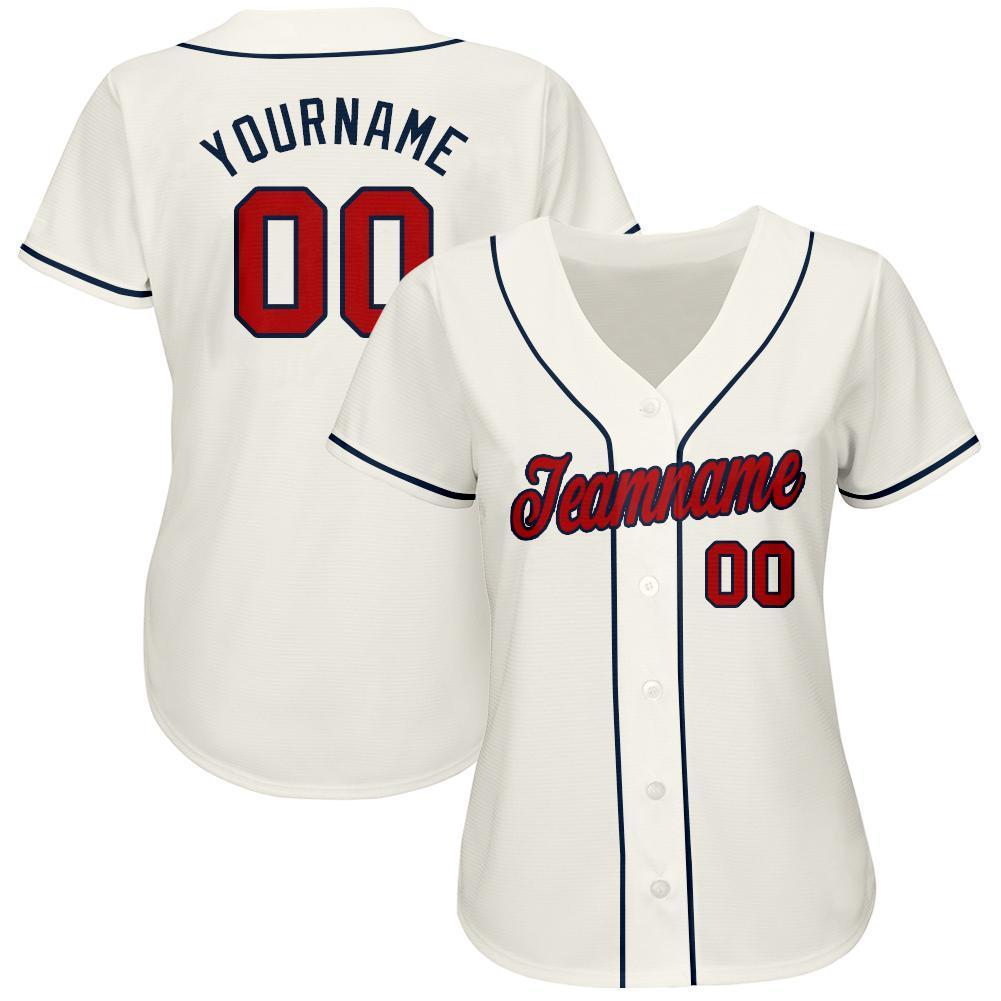 Custom Gray Red-Navy Baseball Jersey