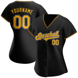 Custom Black Gold-White Authentic Baseball Jersey