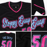 Custom Black Pink-Light Blue Authentic American Flag Fashion Baseball Jersey