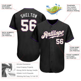 Custom Black White-Purple Authentic Baseball Jersey