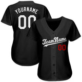 Custom Black White-Red Authentic Baseball Jersey