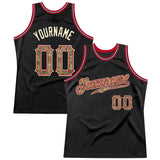 Custom Black Camo-Red Authentic Throwback Basketball Jersey