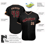 Custom Black Crimson-City Cream Authentic Baseball Jersey