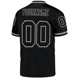 Custom Black Black-Gray Mesh Authentic Throwback Football Jersey