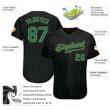 Custom Black Kelly Green Pinstripe Kelly Green-Old Gold Authentic Baseball Jersey