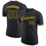 Custom Black Black-Gold Performance T-Shirt