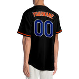 Custom Black Royal-Orange Authentic Baseball Jersey